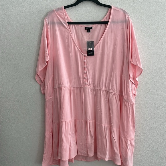 Torrid Blush Lenny Tiered Blouse 5X NWT - Picture 3 of 7